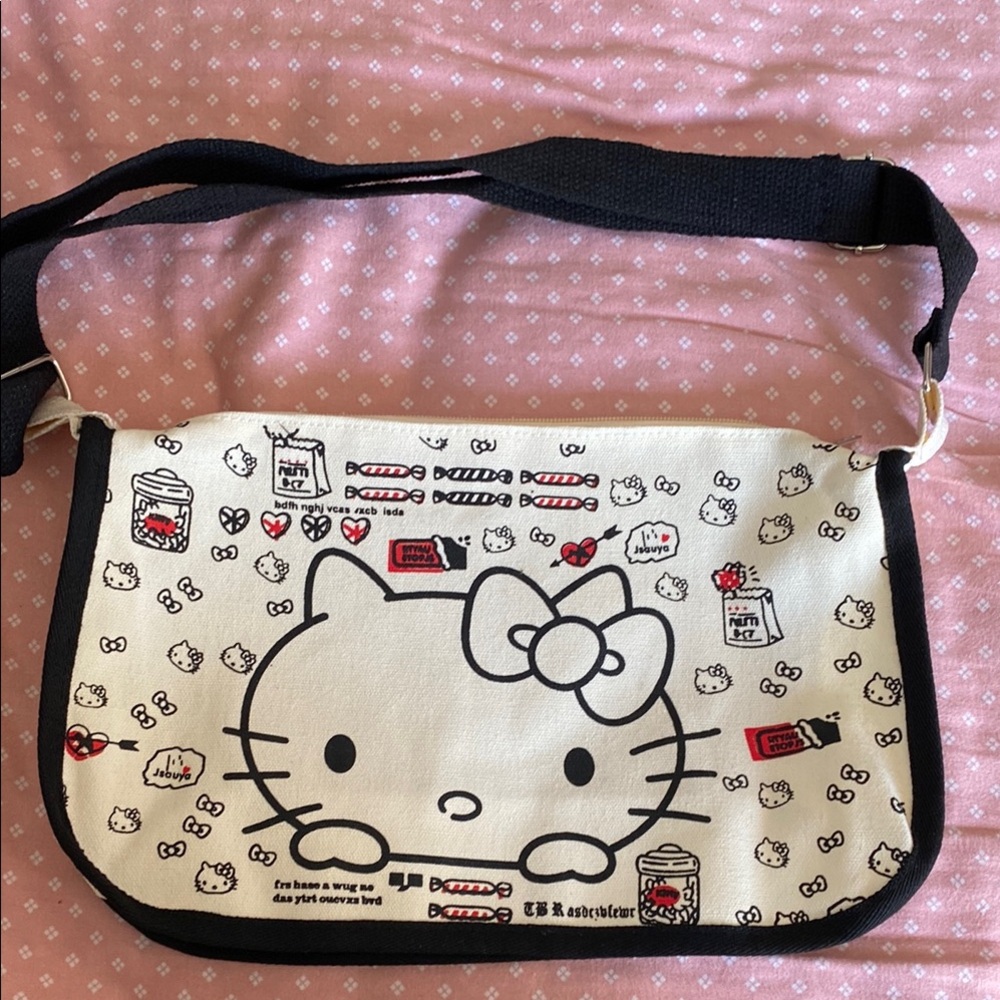 Hello Kitty Graphic Crossbody Bag - Black and Cream NWOT